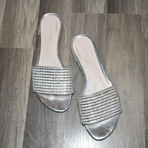 Chinese Laundry Z-PHILIPPA Metallic Silver Sandal slide sparkly summer size 10